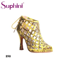 ; обувь для банкета Suphini; пикантные танцевальные сапоги из змеиной кожи; Латинская Сальса Танго на шнуровке