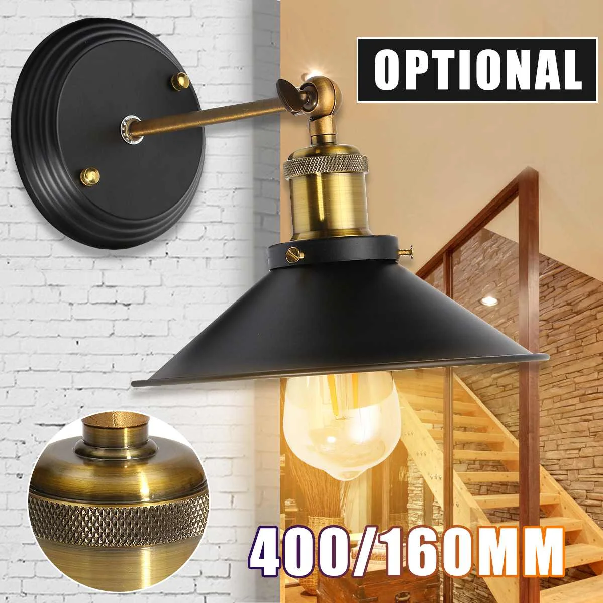 

Adjustable Industrial Iron Pendant Lights Loft Lamp Wall Sconce Light Vintage Pendant Ceiling Lamp for Restaurant Kitchen Home