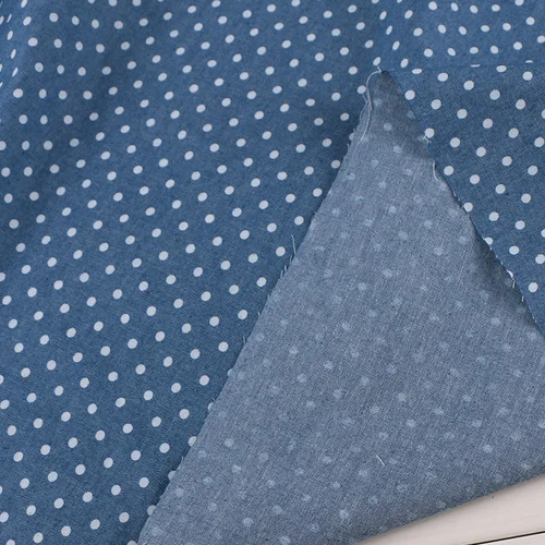 Джинсовая синяя джинсовая ткань с принтом в виде звезд и в горошек для шитья платьев и брюк, мягкая джинсовая ткань с эффектом потертости - Цвет: see chart