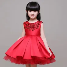 Коллекция года, Брендовое красное платье с цветочным узором для девочек платье-пачка принцессы с пайетками, Свадебные Платья с цветочным рисунком для девочек, рождественский стиль, милое детское платье От 3 до 14 лет