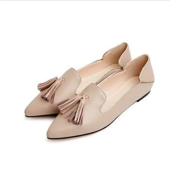 

Genuine Leather Moccasins Women Loafers Fringe Flat Shoes Women Top Quality