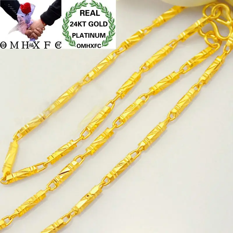 Presente de Casamento do Partido Corrente de Ouro cm de Largura Omhxfc Atacado Europeia Moda Homem Macho Longo 24kt 46 2.5 Milímetros Cilindro Real Colar Nl28