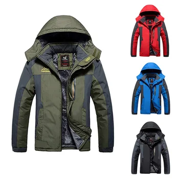 

Men's Casual Autumn Winter Long Sleeve Hooded Plus Velvet Large Size Outdoor Jacket warm and breathable sports cotton clothes