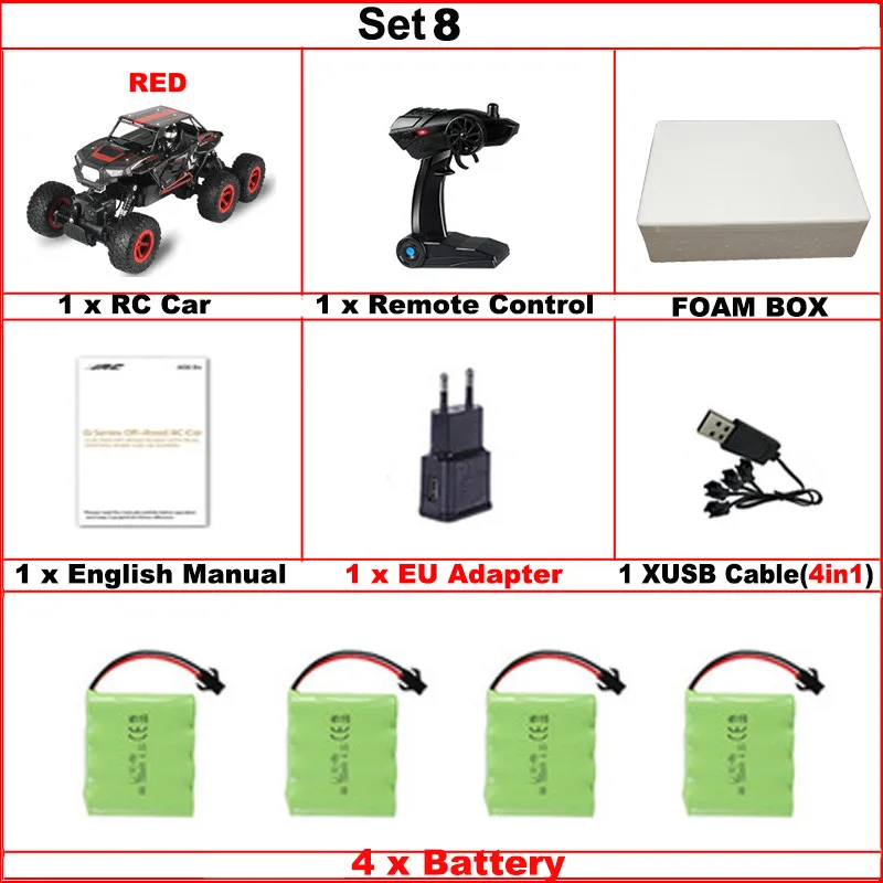 D819 1/14 2,4 ГГц RC Рок Гусеничный автомобиль 6 колеса высокая гоночный скоростной автомобиль багги восхождение внедорожных автомобилей Грузовик игрушки для детей - Цвет: Set8