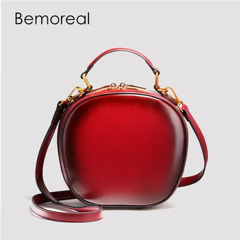

Bemoreal Messenger Bags Women Genuine Leather oil wax Small Vegetable tanned Cow apple-shaped Shoulder Bag mini Crossbody bag