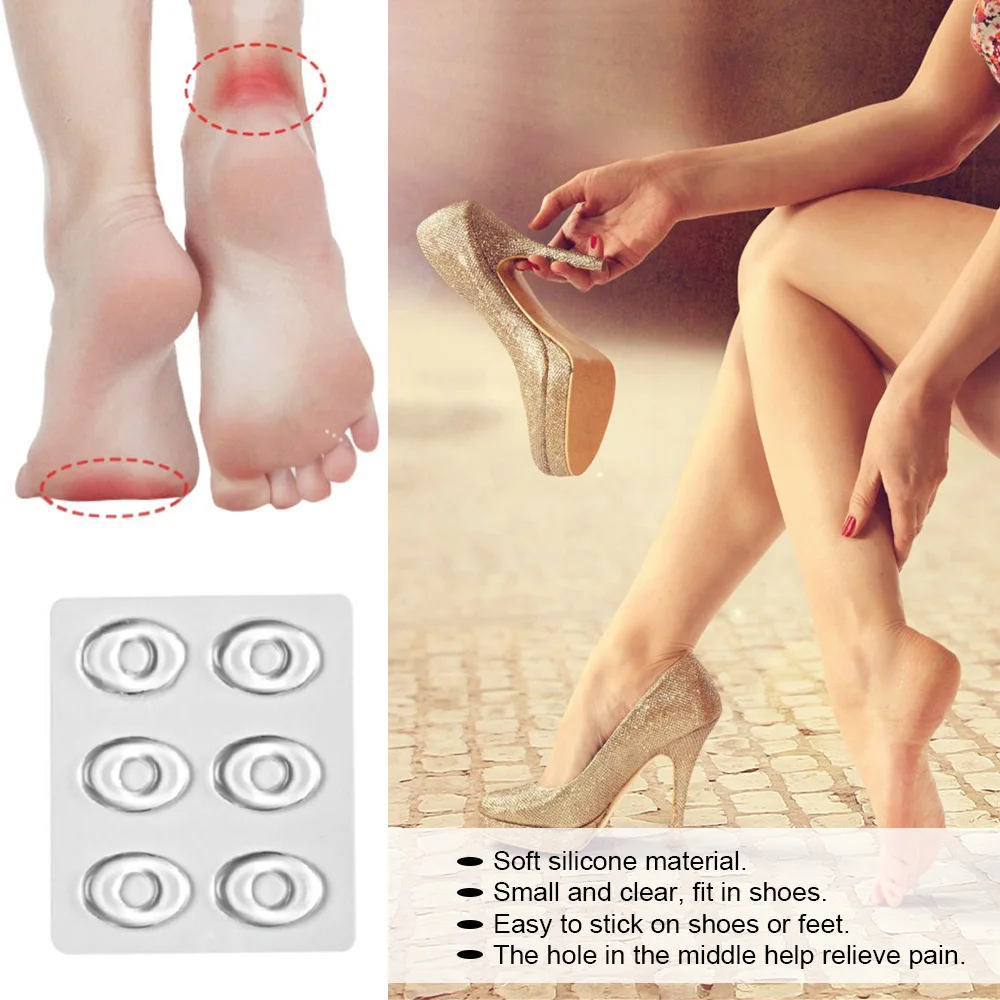 

6pcs Gel Shoes Stickers Soft Silicone Pads Relief Pain Blisters Bunions Corns Calluses Friction Pressure Spots Heel Pain Support