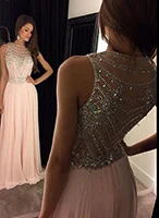 Длинное платье для выпускного вечера ТРАПЕЦИЕВИДНОЕ/принцесса без рукавов шифоновое платье в пол с кристаллами и бисером Vestidos De Gala - Цвет: Same as Picture