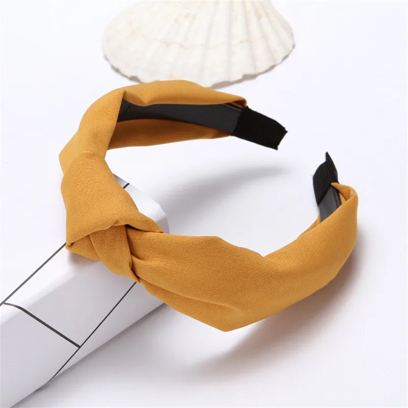 Корейский издание крест галстук широкий Модный украшение для волос фланелет ошейник с бантиком обёрточная сторона ободок для волос лента - Цвет: Saffron yellow