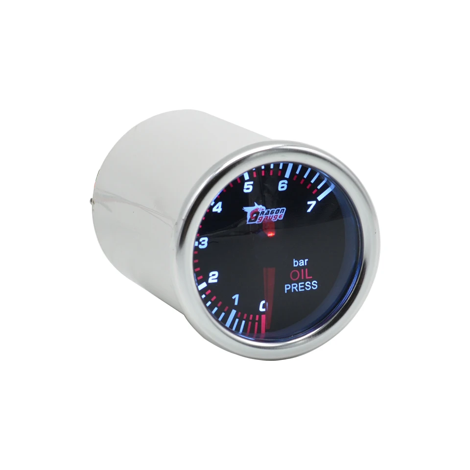 Universal de Fumo Medidor de Pressão de Óleo Luz de Fundo Branca com 7 Apontador Modificado Barras Sensor Frete Grátis 52mm 5 pressão de óleo modificado, luz de fundo