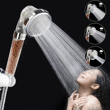

Negative Ion Activated Ceramic Balls Adjustable High Pressure Stone Stream Handheld Shower Head With 3 Mode