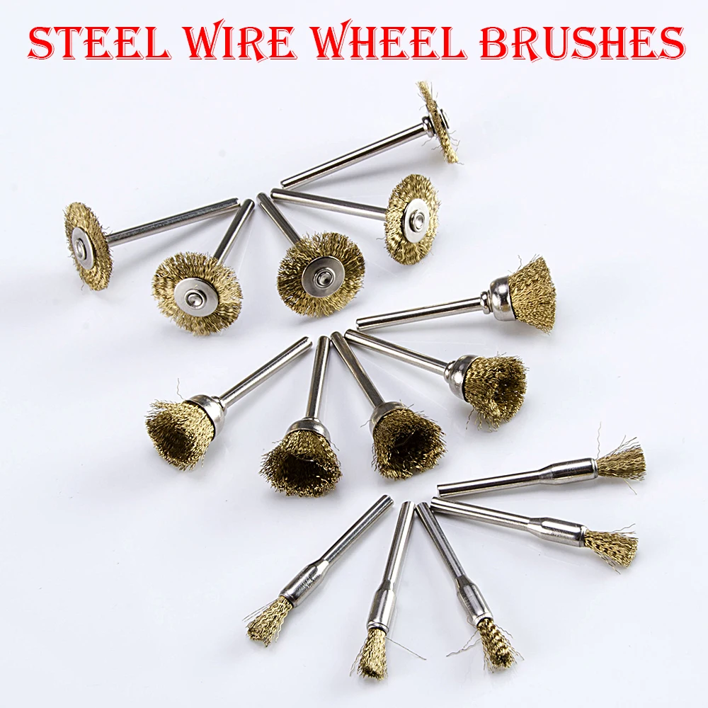 SSOOGTECH 15 PCS Steel Wire Wheel Brushes for Drill Accessories