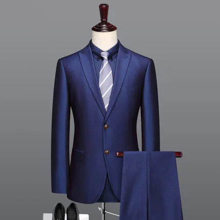 blazer pant Мужской костюм Королевского синего цвета, мужские свадебные костюмы, подарки на день отца, однобортный Блейзер, жилет, брюки, комплект из 2 предметов, комплект из 3 предметов, приталенный, 58 размера плюс - Цвет: blazer pant