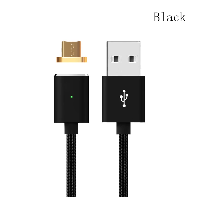 Магнитный кабель MANTIS 2.4A Micro USB зарядное устройство 1 м нейлоновый металлический магнитный кабель для быстрой зарядки Android для Xiaomi huawei samsung - Цвет: Black