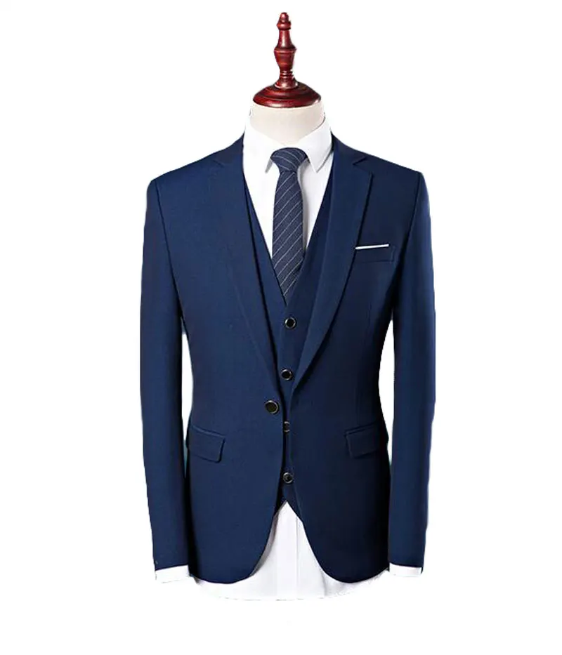 New High Quality Purple Black Blue Men's Suits (Jacket+Vest+Pants+tie) Groom Tuxedo Blazer Men Suits For Formal Occasions