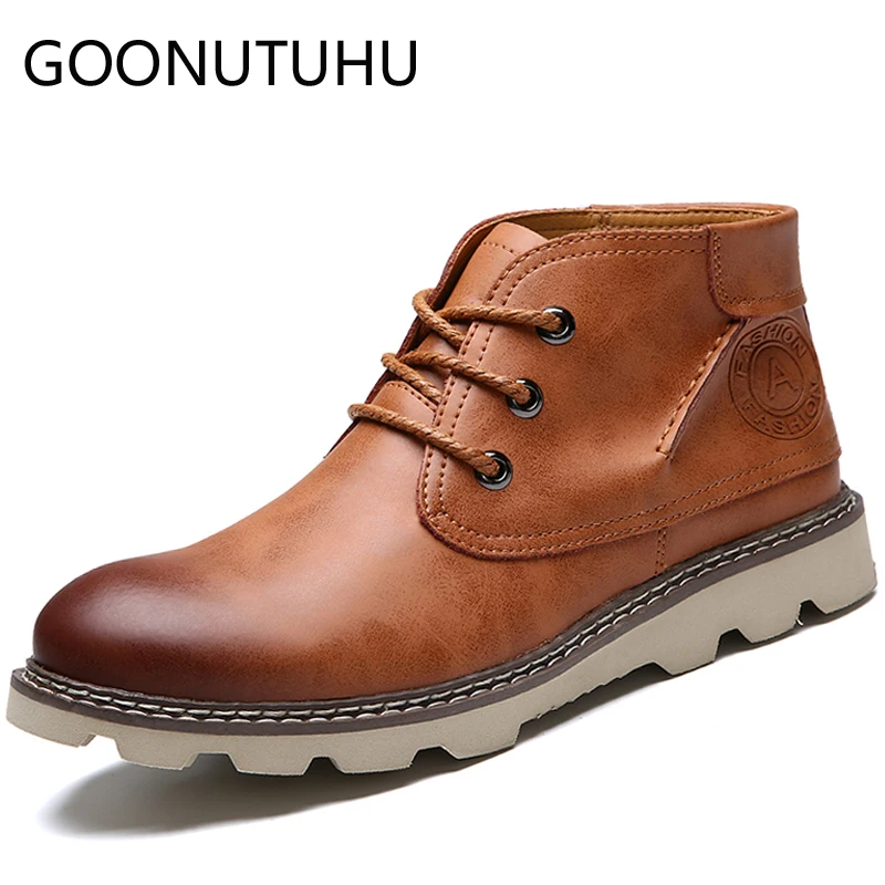 

Autumn fashion men's boots casual leather military shoes male ankle boot man shoe cowboy army boots for men hot sale size 38-44