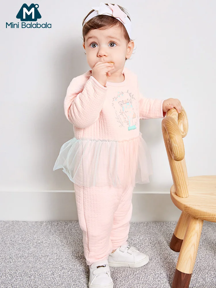 

Mini Balabala Baby Girls Soft Cotton Graphic Jumpsuits with Tutu Skirt Newborn Infant Baby Romper One-Piece Clothes Clothing