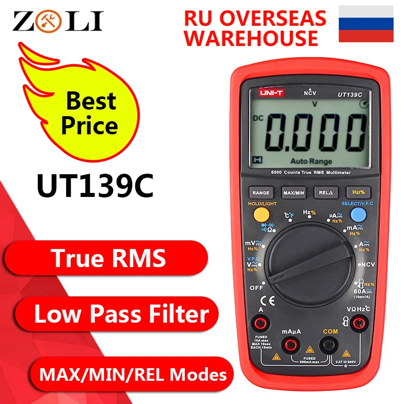 

Multimeter Digital UNI-T UT139C True RMS Electrical 2.6" LCD UT139C AC/DC Voltmeter Handheld Tester Multimeter LCD Ammeter