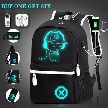 

Large Capacity School Bags For Teenage Girls Boy USB Charging Luminous Children's Backpack Kids Bag Waterproof School Backpack