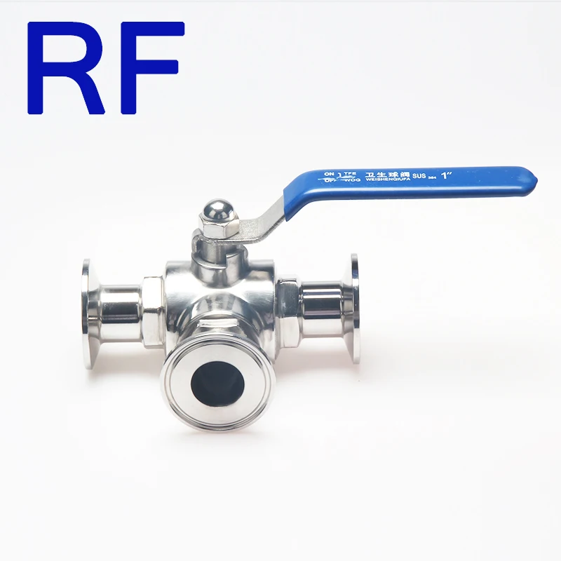 RF " SS304 санитарно нержавеющая сталь 3 Way T порты и разъёмы еда класс PTFE уплотнение шаровой клапан Tri Зажим наконечник тип для доморощенного дневник