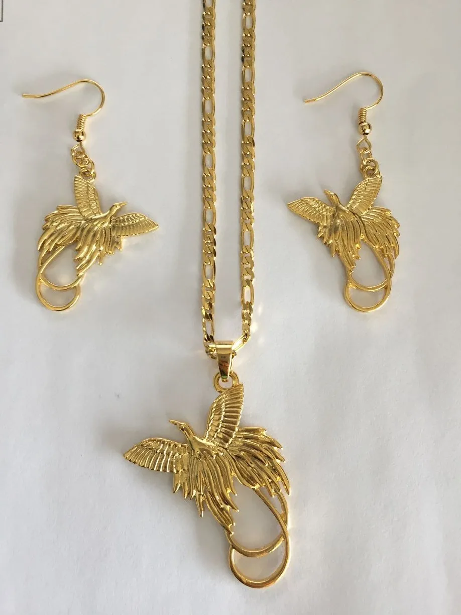 new Gold jewelry Bird of Paradise Pendant & Necklaces earrins for Women