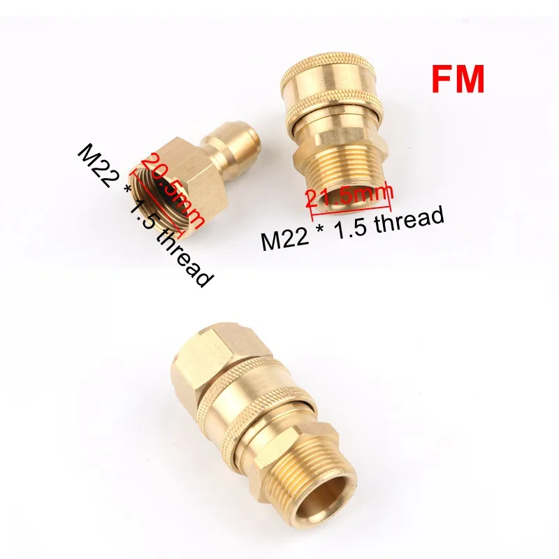 2 шт./компл. латунь высокое Давление M22* 1,5 нить быстрый разъем водяной пистолет автомойки суставов сад адаптер для орошения