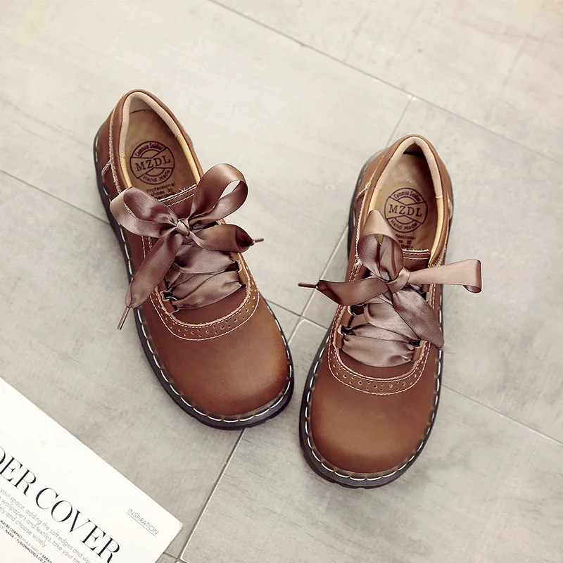 

2019 autumn new fashion simple solid color flat shoes women retro style comfortable thick sole casual shoes