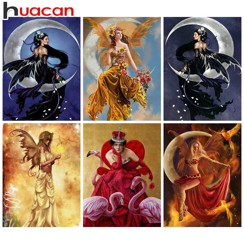 

HUACAN Full Square Diamond Painting Princess Cross Stitch DIY Diamond Embroidery Portrait 5D Picture Of Rhinestone home decor