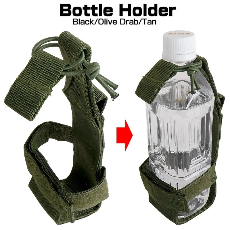 Tactical Molle Water Bottle Pouch Kettle Bags Holder w/ Belt Holder Carrier 