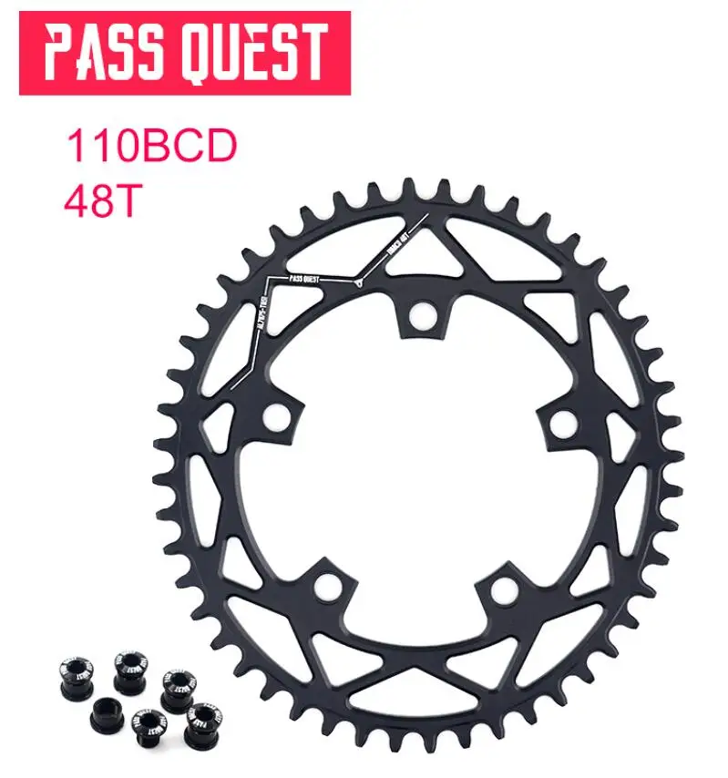Pass Quest 110/5 BCD 110BCD Овальный дорожный велосипед узкая широкая цепь 42 T-52 T велосипедная цепь для 3550 APEX RED - Цвет: 48T