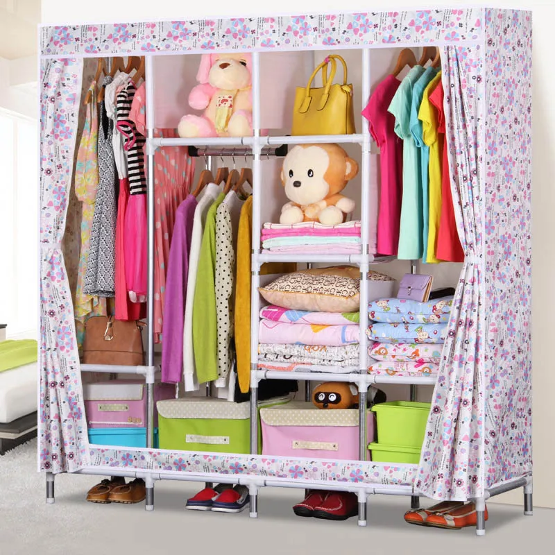 

Simple combination wardrobe 25MM steel pipe Oxford cloth wardrobe Bedroom Multifunctional Storage Cabinet Home Furniture