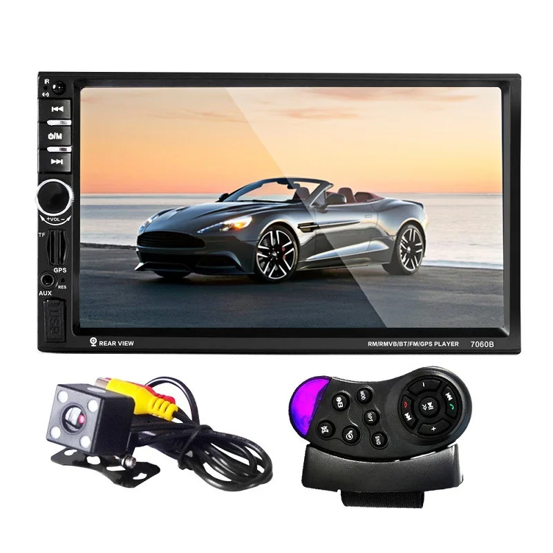 

7060B 7 inch 2-Din Car Audio Stereo MP5 Player Remote Support Bluetooth 2.0 TFT Screen FM Remote Control with Rearview Camera