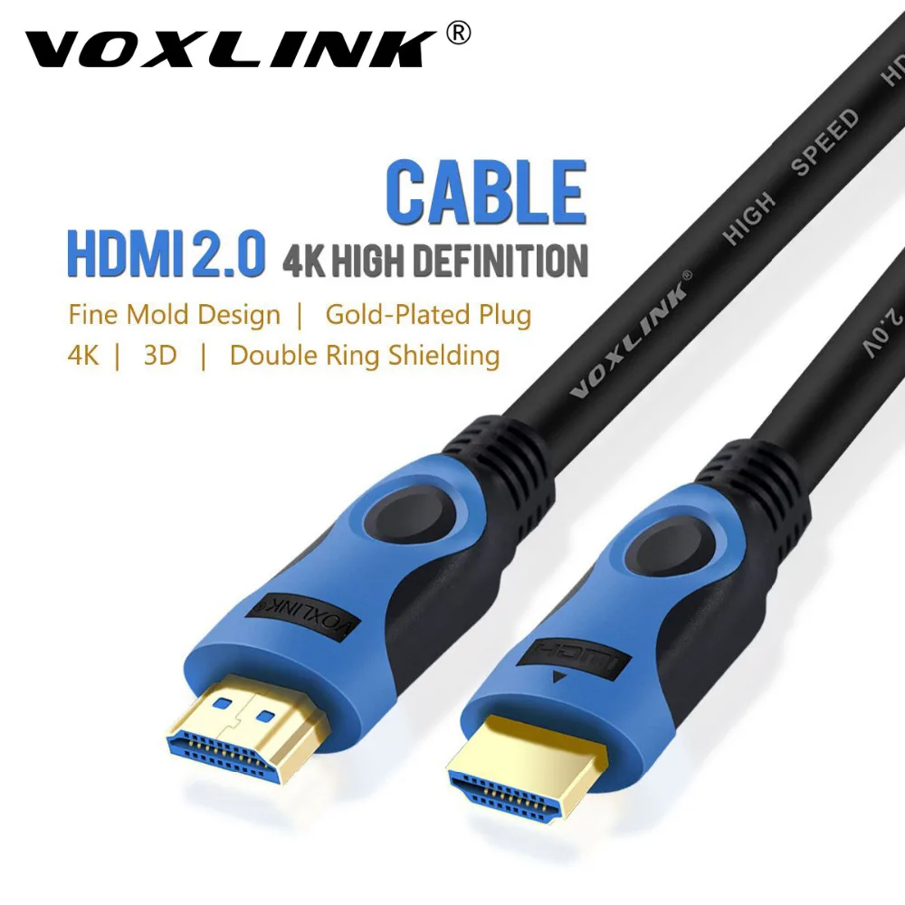 

4K 3D HDMI 2.0 Cable,VOXLINK High Speed 2160P/1080P Male to Male HDMI Cable With Ethernet For Apple TV PS3/4 Projector DVD