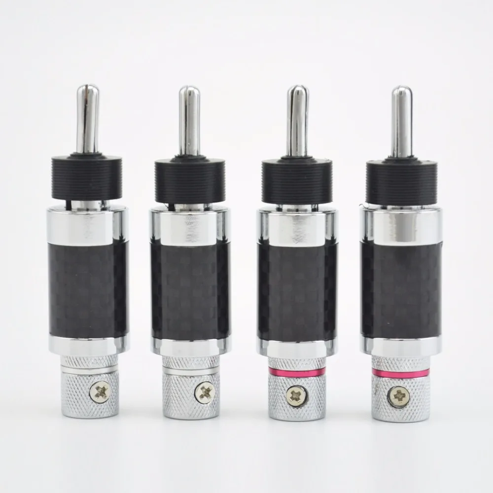 

4 pieces Rhodium Plated Banana Plug Carbon Fiber Speaker 9mm Cable Connector HI-END loudspeaker Audio Banana plug