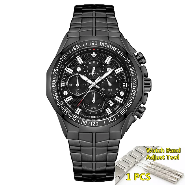 black Relogio Masculino мужские часы Топ бренд класса люкс WWOOR хронограф большой циферблат золотые мужские наручные часы спортивные золотые мужские часы - Цвет: black
