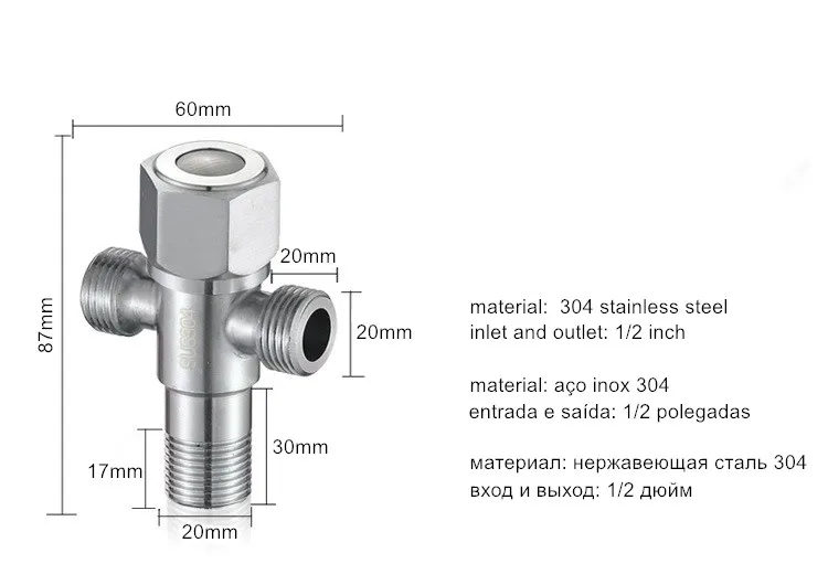 Двойной выход SUS 304 нержавеющая сталь угол клапан Кухня Аксессуары для ванной комнаты водонагреватель Угловые Клапаны