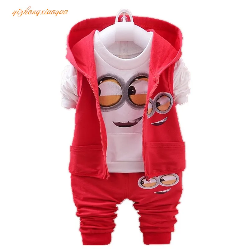 

Despicable Me Minions kids clothes new 2016 boys clothing set cotton baby girls clothes unisex children tracksuit wholesale