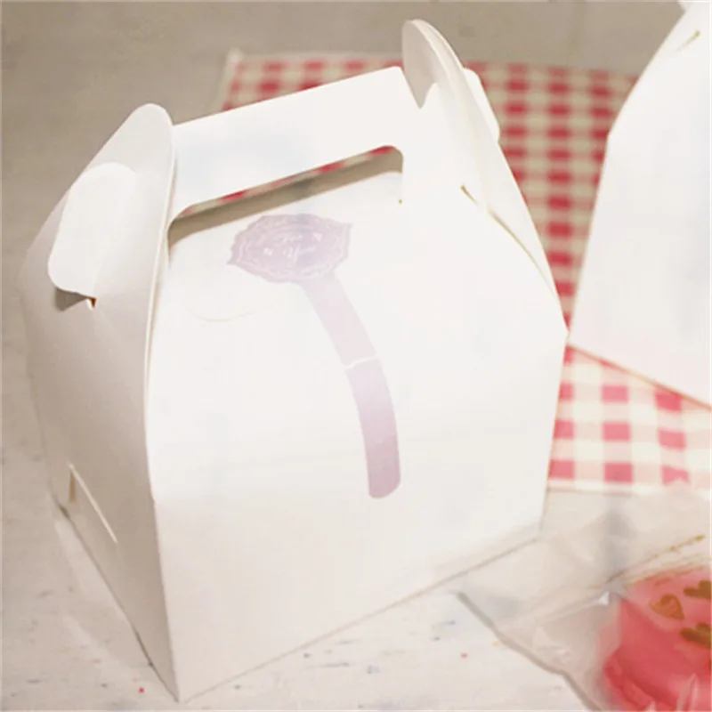 100 x bakery package white small hand portable cake box dessert cookie