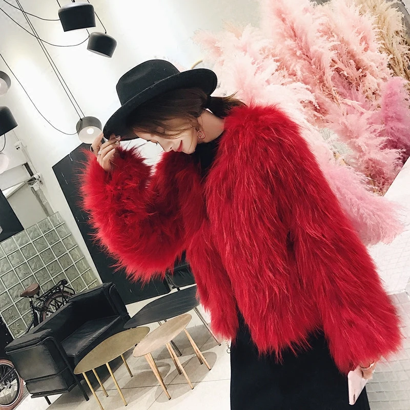 Vestes Véritable Manteau Naturel Pour Femme Laveur Taille Fei Raton Grande Rouge Tricoté Yin Les Fourrure De Femmes pngxFw4Xq