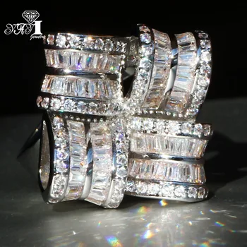

YaYI Jewelry Fashion Princess Cut 6.7 CT White Zircon Silver Color Engagement Rings wedding Rings Party Rings