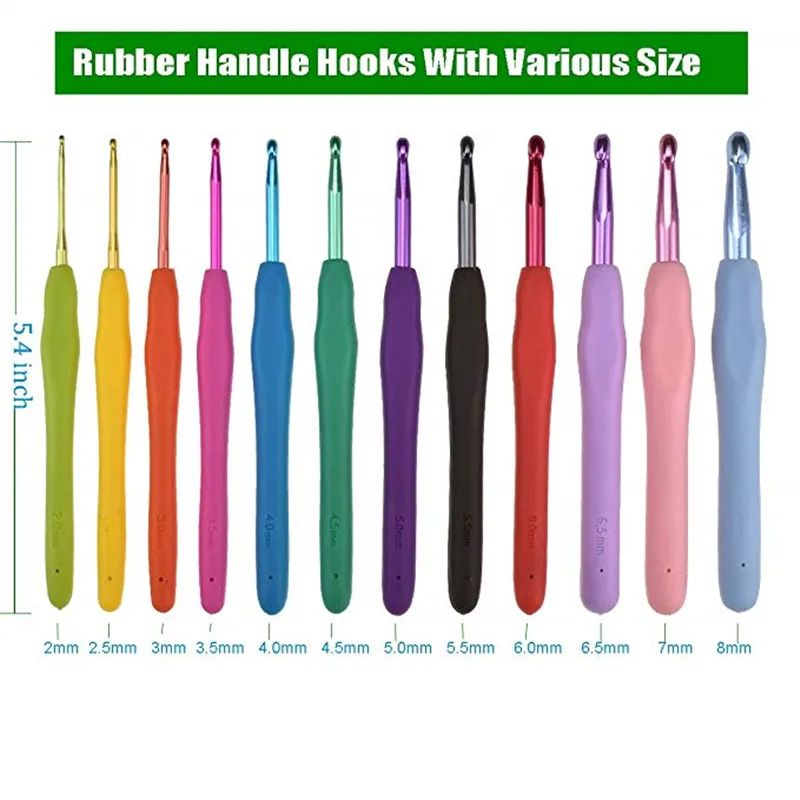 KOKONIT 56 Pack Crochet Kits 12PCS Colorful Crochet Hooks Set Ergonomic Soft Handles Yarn Knitting Needles for Women Mom Gifts (4)