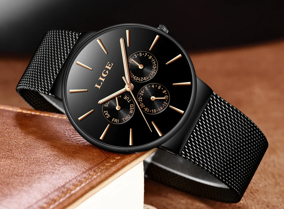 LIGE модные простые мужские s часы лучший бренд класса люкс кварцевые часы мужские повседневные тонкие сетчатые стальные Дата водонепроницаемые часы relojes hombre