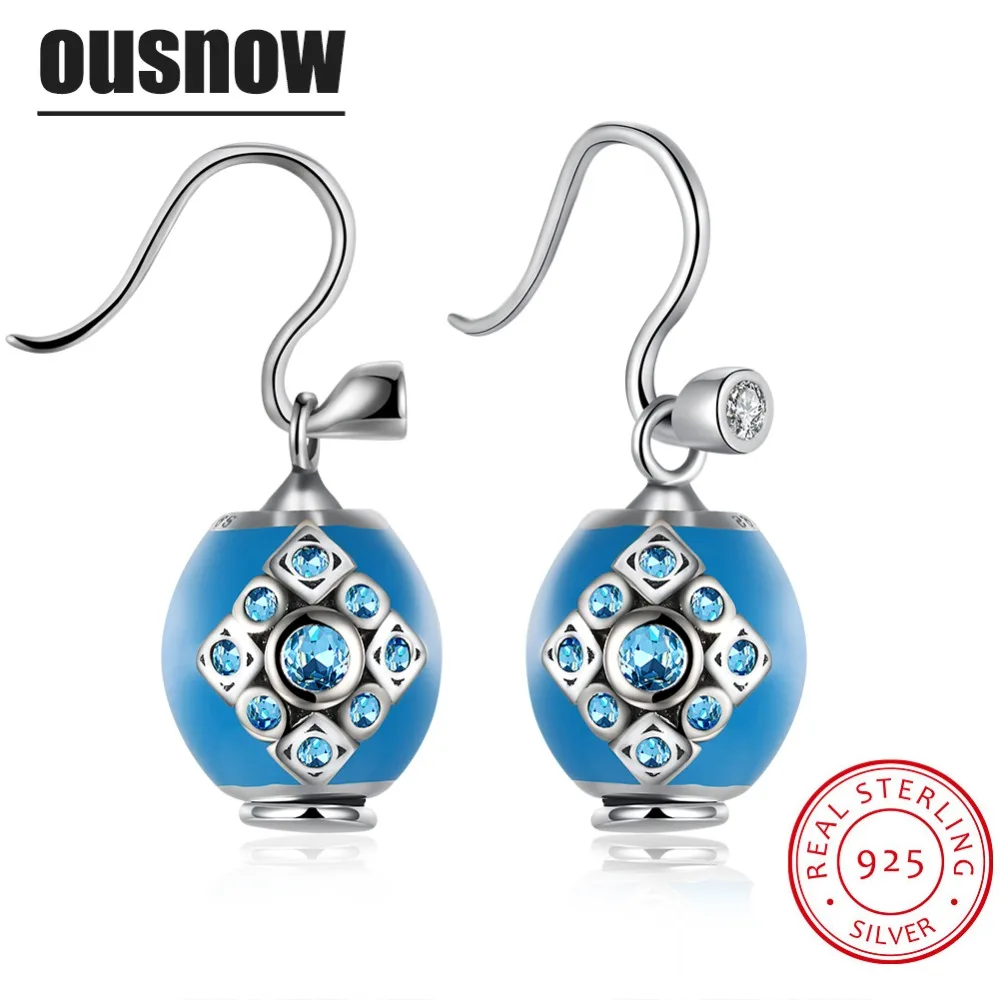 Most attractive OUSNOW brand luxury quality fashion jewelry 100 925 sterling silver blue round