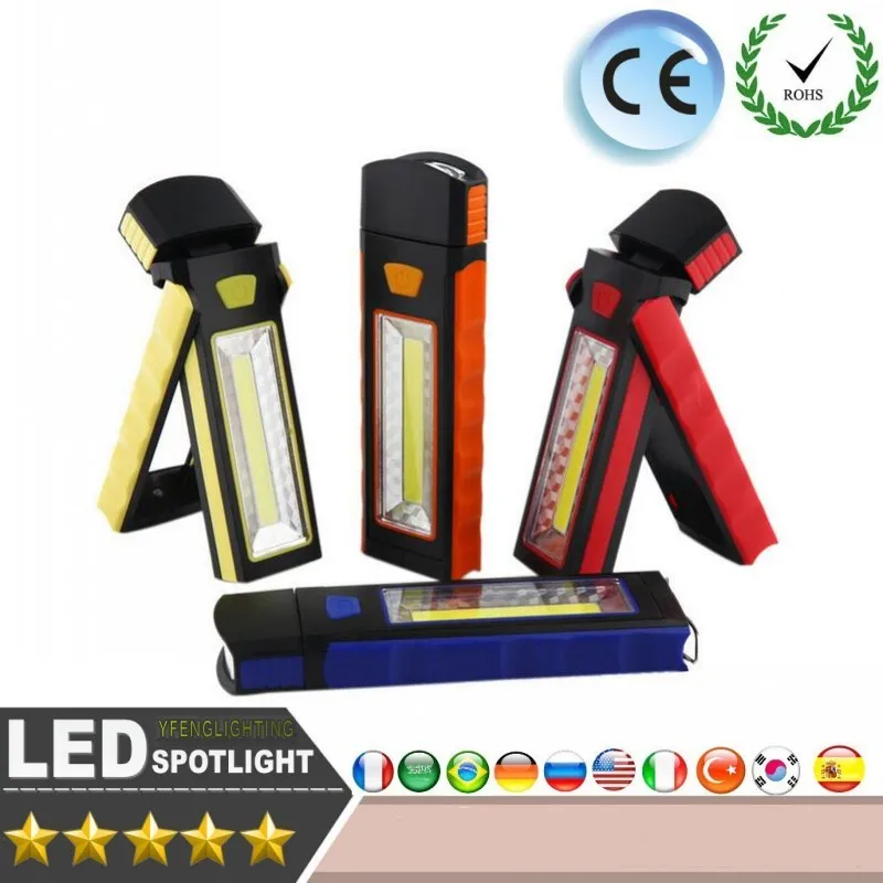 

1PCS Super Bright Adjustable COB LED Work Light Inspection Lamp Hand Torch Magnetic Camping Tent Lantern With Hook Magnet