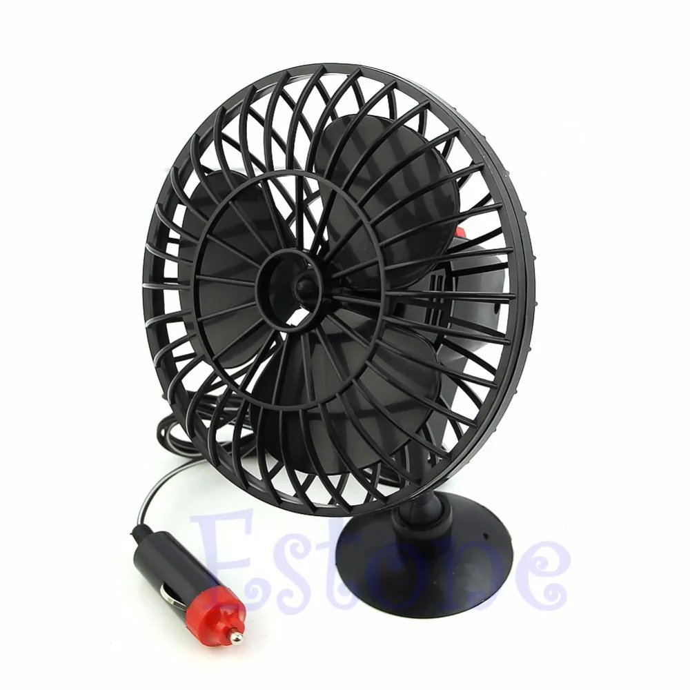 1PC Plastic 12V Powered Mini Truck Car Vehicle Cooling Air Fan Adsorption Summer Gift Black photo