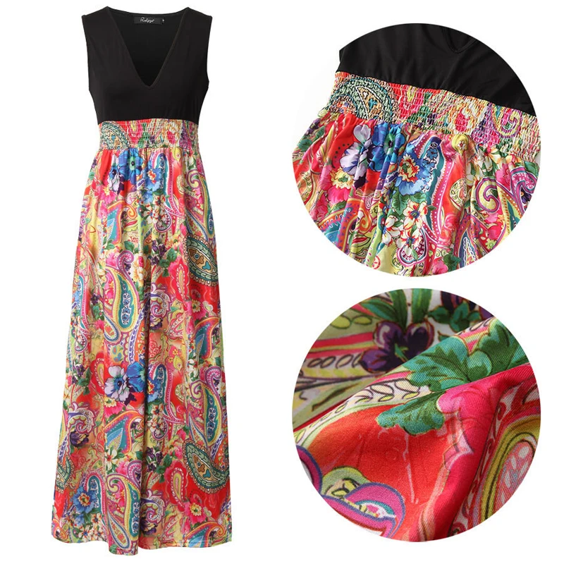 2017 новое поступление женские летние платья с принтом длинное цветочное Макси без