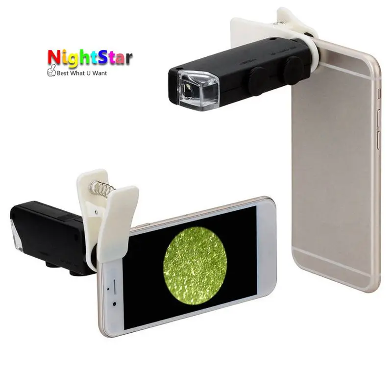 60X 100X Optical Zoom Mobile Phone LED Microscope Lens with Universal