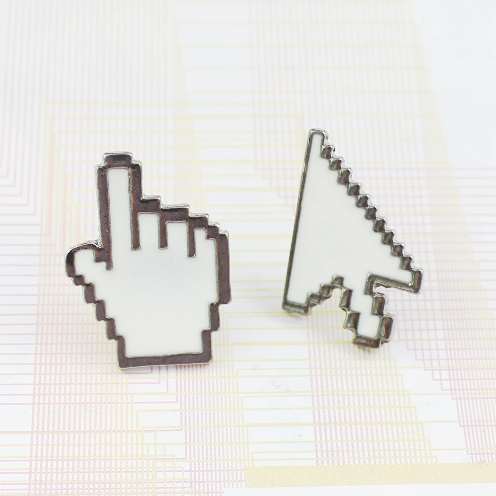 

White Simple Pixel Computer Cursor Keyboard Mouse Finger Arrow Enamel Pin Accessory Brooch For Programmer Gifts Brooches