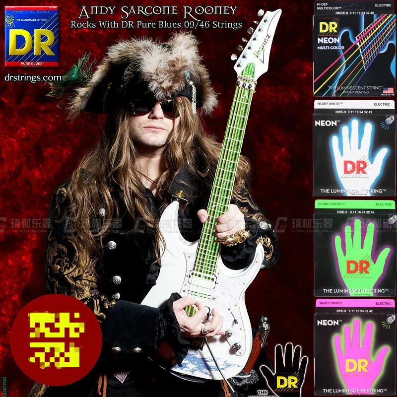 DR Strings Neon Hi Def K3 Coated Lite/Lite cuerdas de guitarra eléctrica pesada 09 42 o 09 46|electric guitar strings|guitar stringsdr - AliExpress