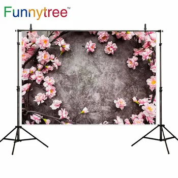 

Funnytree backgrounds for photography studio spring pink flowers vintage floor professional backdrop photobooth photocall