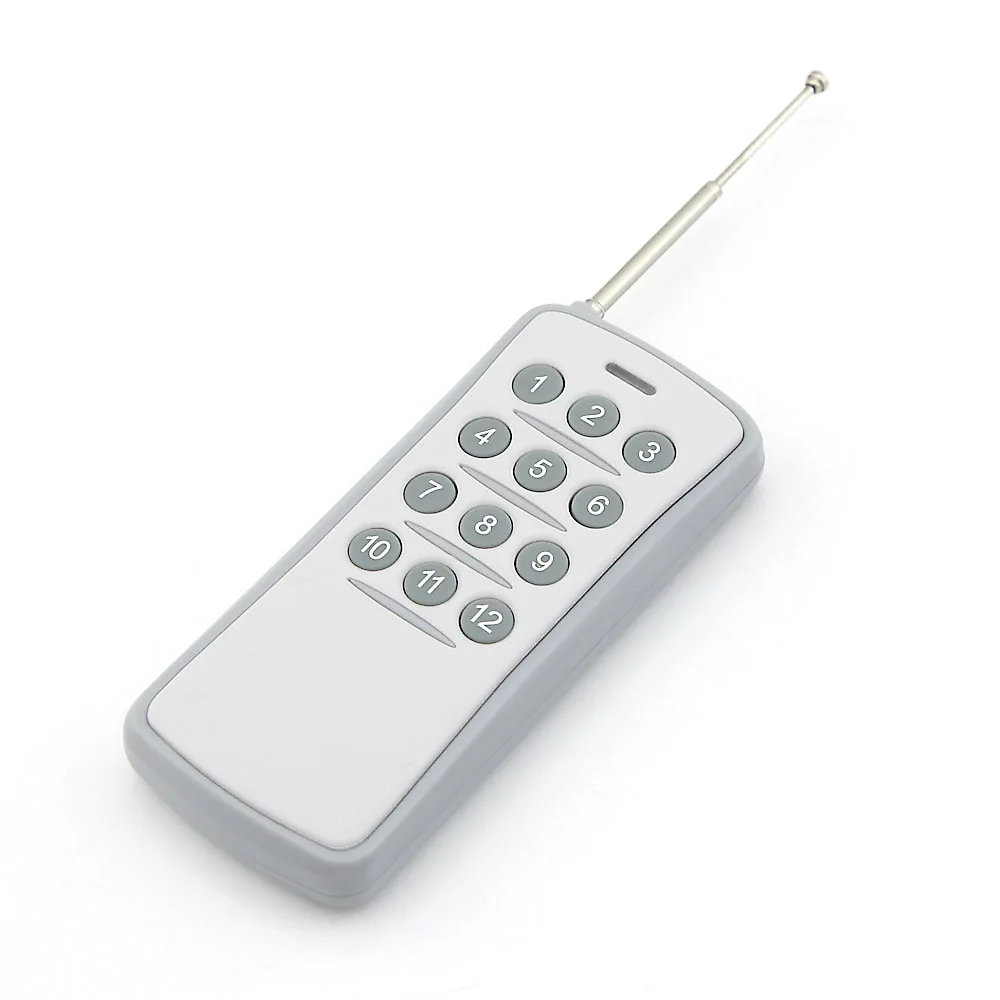 eMylo DC 12V 12-Ch RF 433Mhz Smart Wireless Remote Control Light Lamp Switch Grey&White 100M Transmitter Relay Receiver Switches